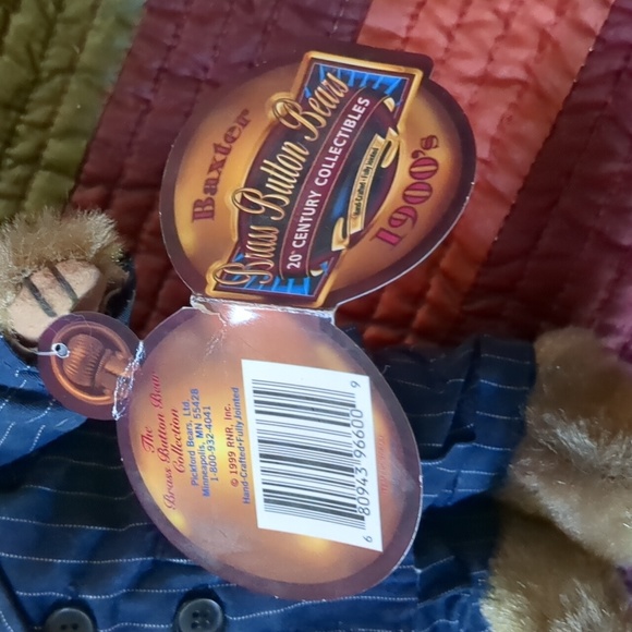 BAXTER* Brass Button Bear orig. outfit and tags, sweet little dude in pinstripes - Picture 7 of 7